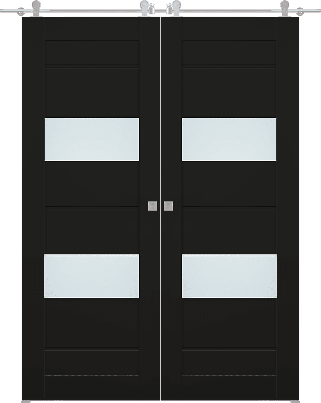 VITA VETRO BLACK MATTE DOUBLE BARN BELLDINNI MODERN INTERIOR DOOR - 1