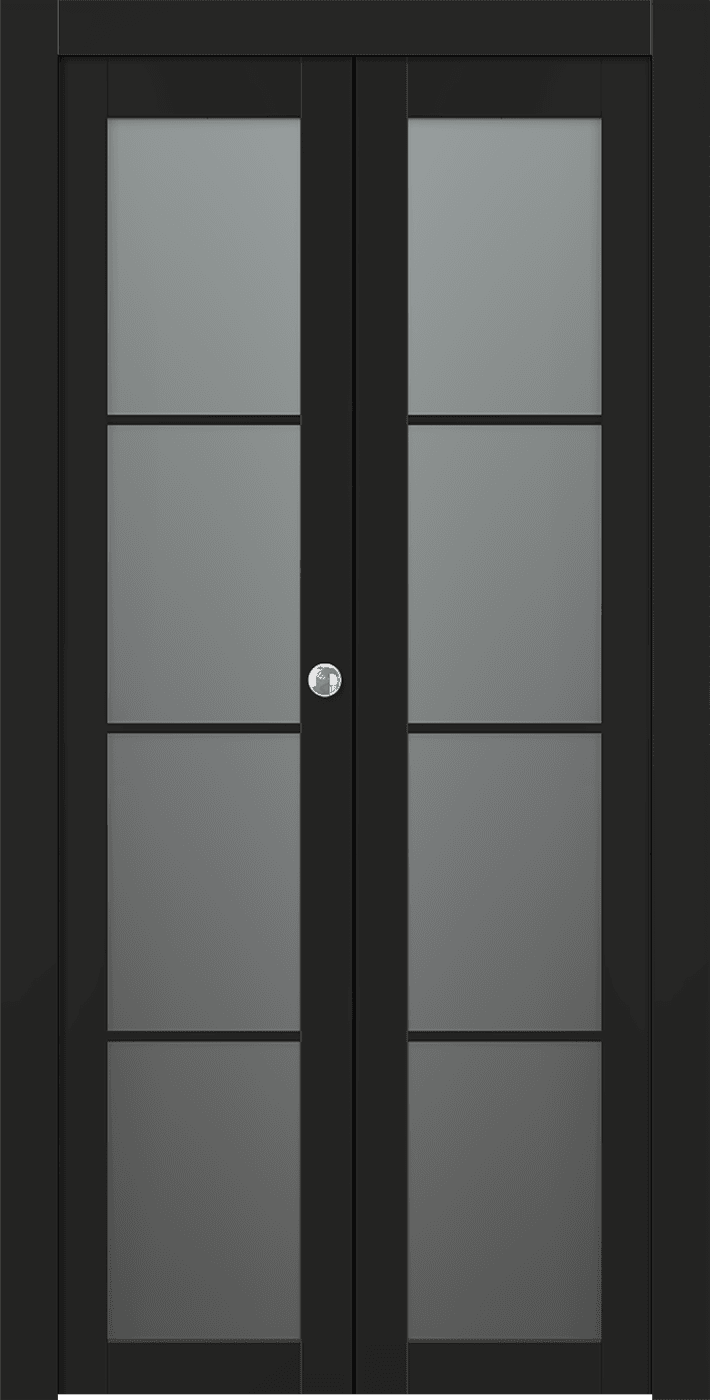 AVON 4 LITE VETRO BLACK MATTE BI-FOLD BELLDINNI MODERN INTERIOR DOOR - 1