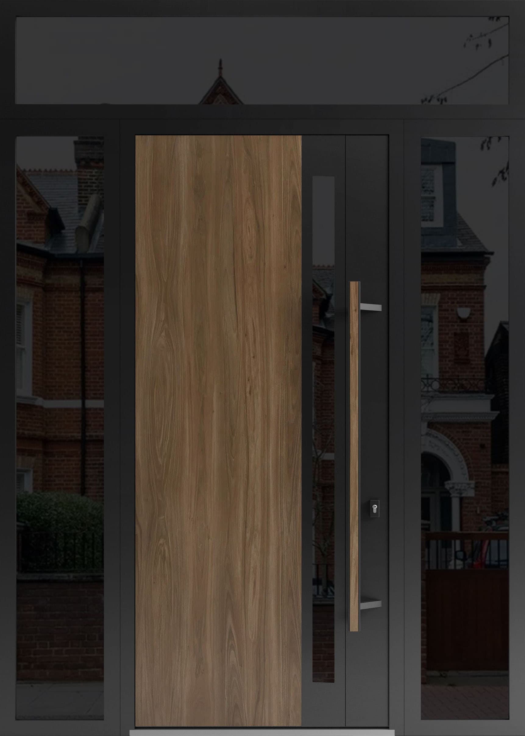 Single metal-aluminum modern exterior door Dekton 0163 8ft - 5
