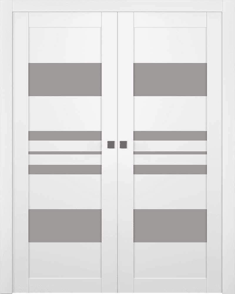 ROMI VETRO SNOW WHITE DOUBLE POCKET BELLDINNI MODERN INTERIOR DOOR - 1