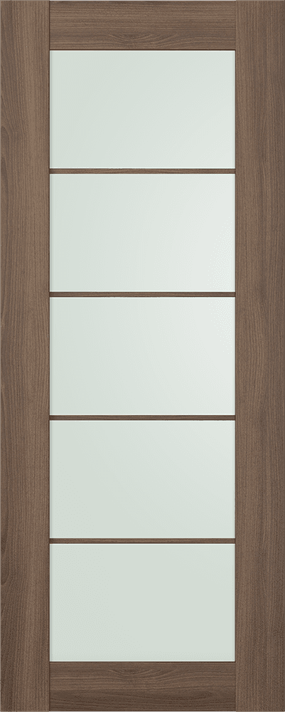 AVON 5 LITE VETRO PECAN NUTWOOD SLAB BELLDINNI MODERN INTERIOR DOOR - 1