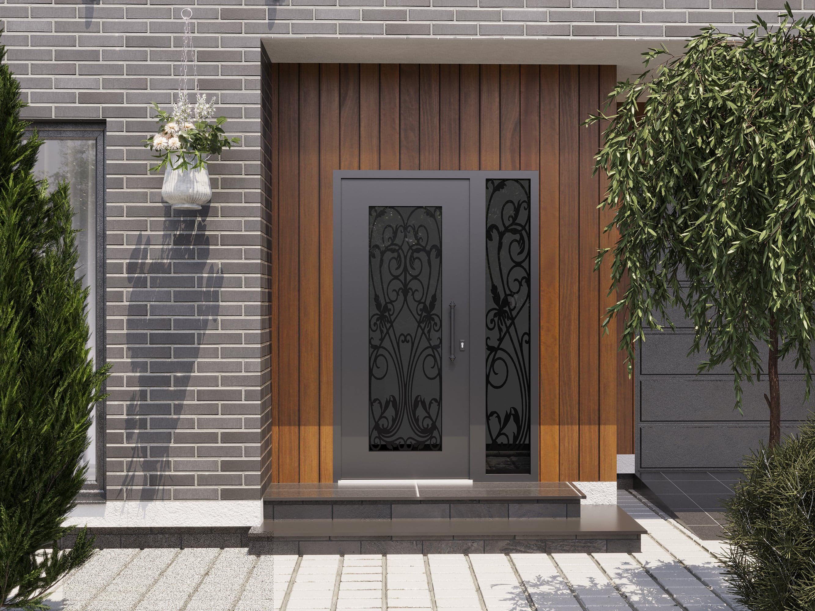 Single wrought iron modern exterior door Iron 1601 - 8