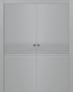 TWINWOOD 2 LIGHT GREY DOUBLE POCKET BELLDINNI MODERN INTERIOR DOOR - 1