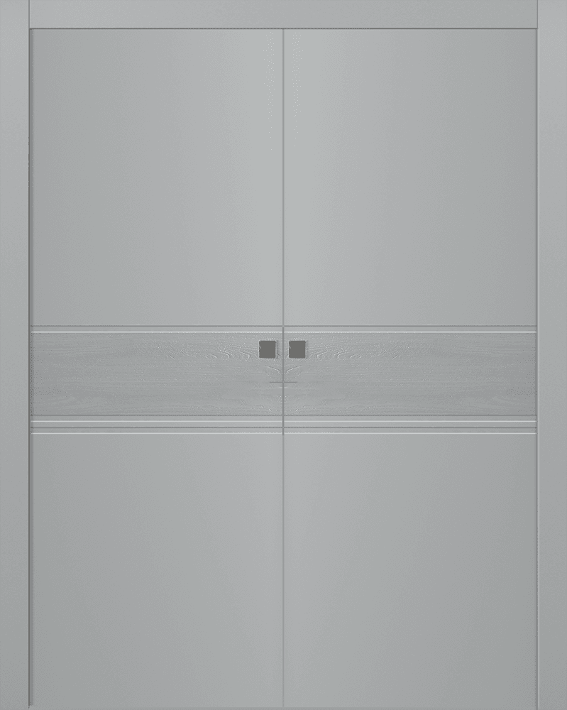 TWINWOOD 2 LIGHT GREY DOUBLE POCKET BELLDINNI MODERN INTERIOR DOOR - 1