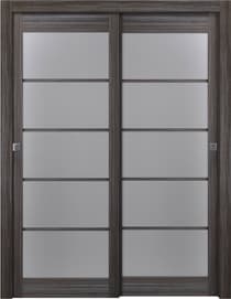 PALLADIO 5 LITE VETRO GRAY OAK BYPASS BELLDINNI MODERN INTERIOR DOOR - 1