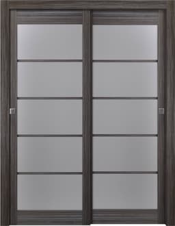 PALLADIO 5 LITE VETRO GRAY OAK BYPASS BELLDINNI MODERN INTERIOR DOOR - 1