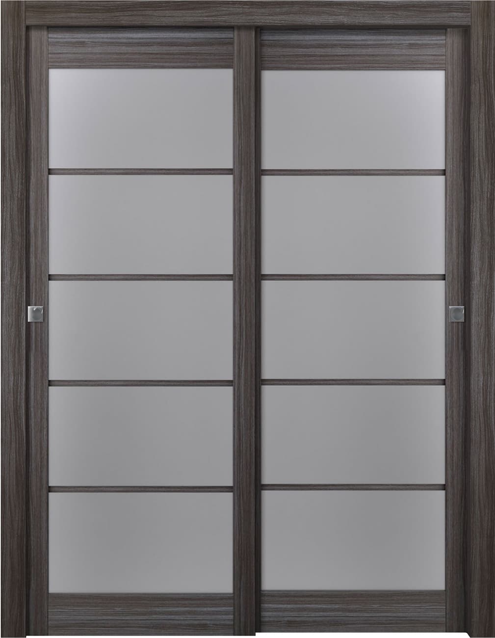 PALLADIO 5 LITE VETRO GRAY OAK BYPASS BELLDINNI MODERN INTERIOR DOOR - 1