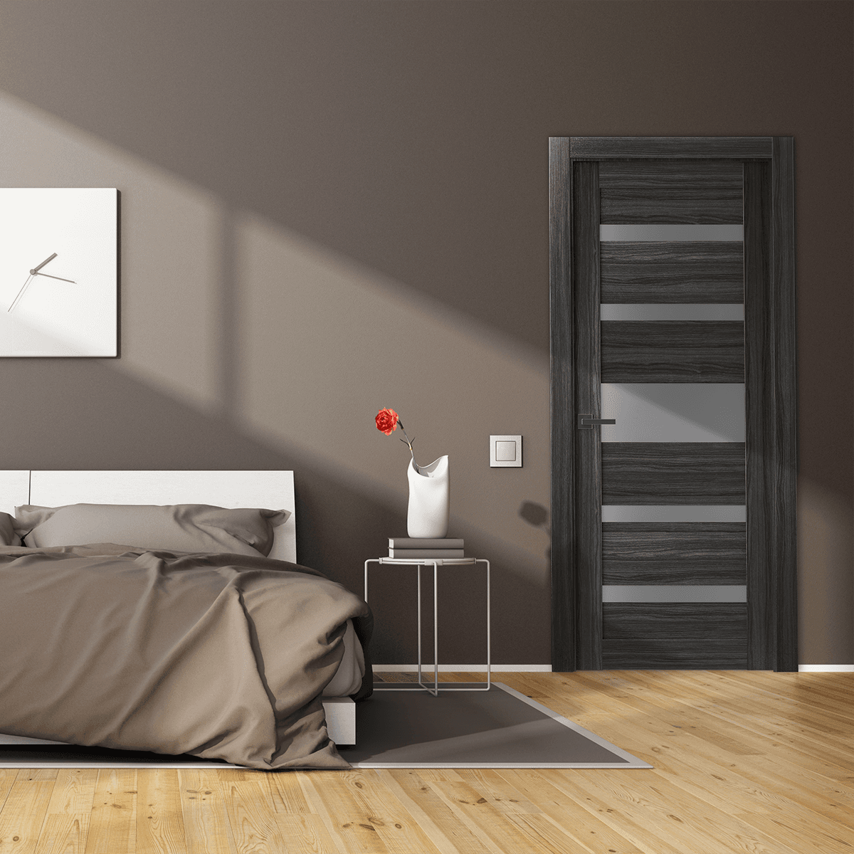 GINA VETRO GRAY OAK BARN DOORS BELLDINNI MODERN INTERIOR DOOR - 2