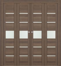 AVON 07-06 VETRO PECAN NUTWOOD DOUBLE BI-FOLD DOORS BELLDINNI MODERN INTERIOR DOOR - 1