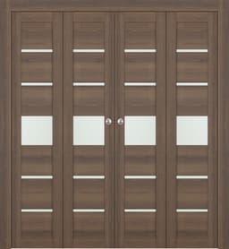 AVON 07-06 VETRO PECAN NUTWOOD DOUBLE BI-FOLD DOORS BELLDINNI MODERN INTERIOR DOOR - 1