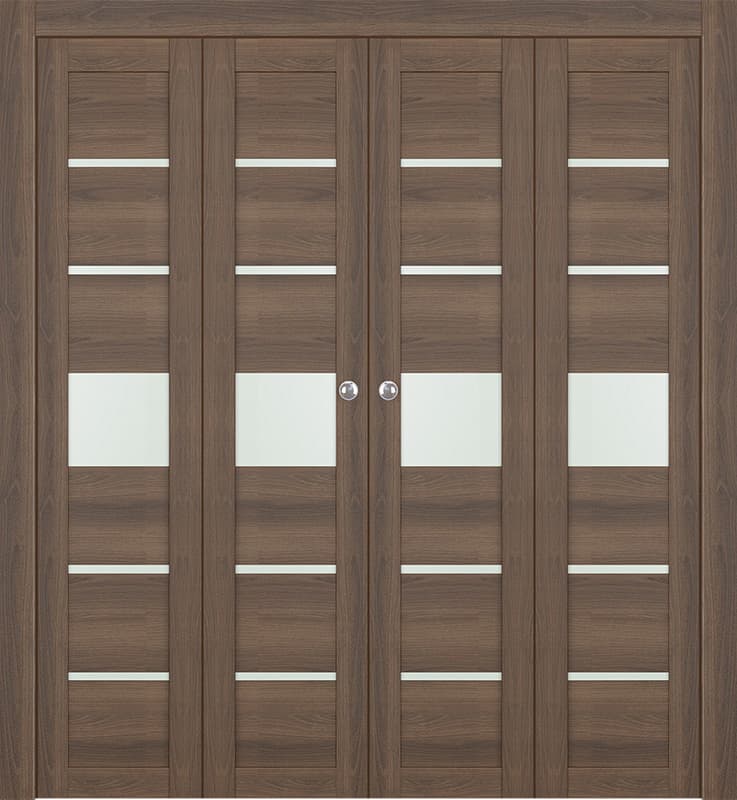 AVON 07-06 VETRO PECAN NUTWOOD DOUBLE BI-FOLD DOORS BELLDINNI MODERN INTERIOR DOOR - 1
