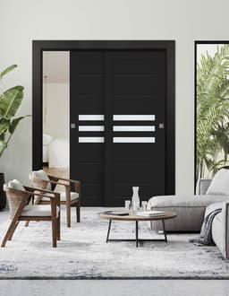 DOME VETRO BLACK MATTE BYPASS BELLDINNI MODERN INTERIOR DOOR - 2