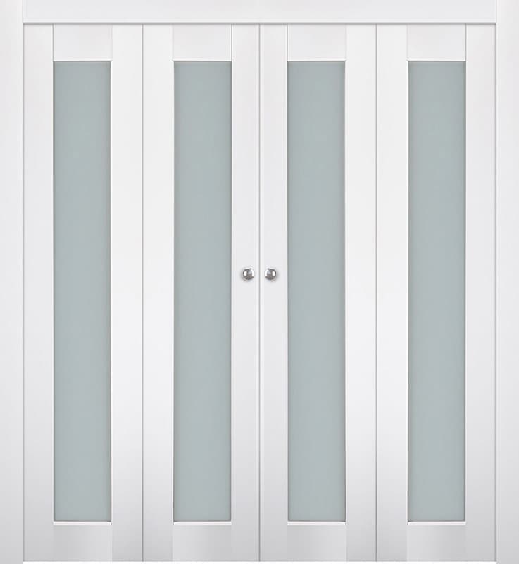 SMART PRO 207 VETRO POLAR WHITE DOUBLE BI-FOLD BELLDINNI MODERN INTERIOR DOOR - 1