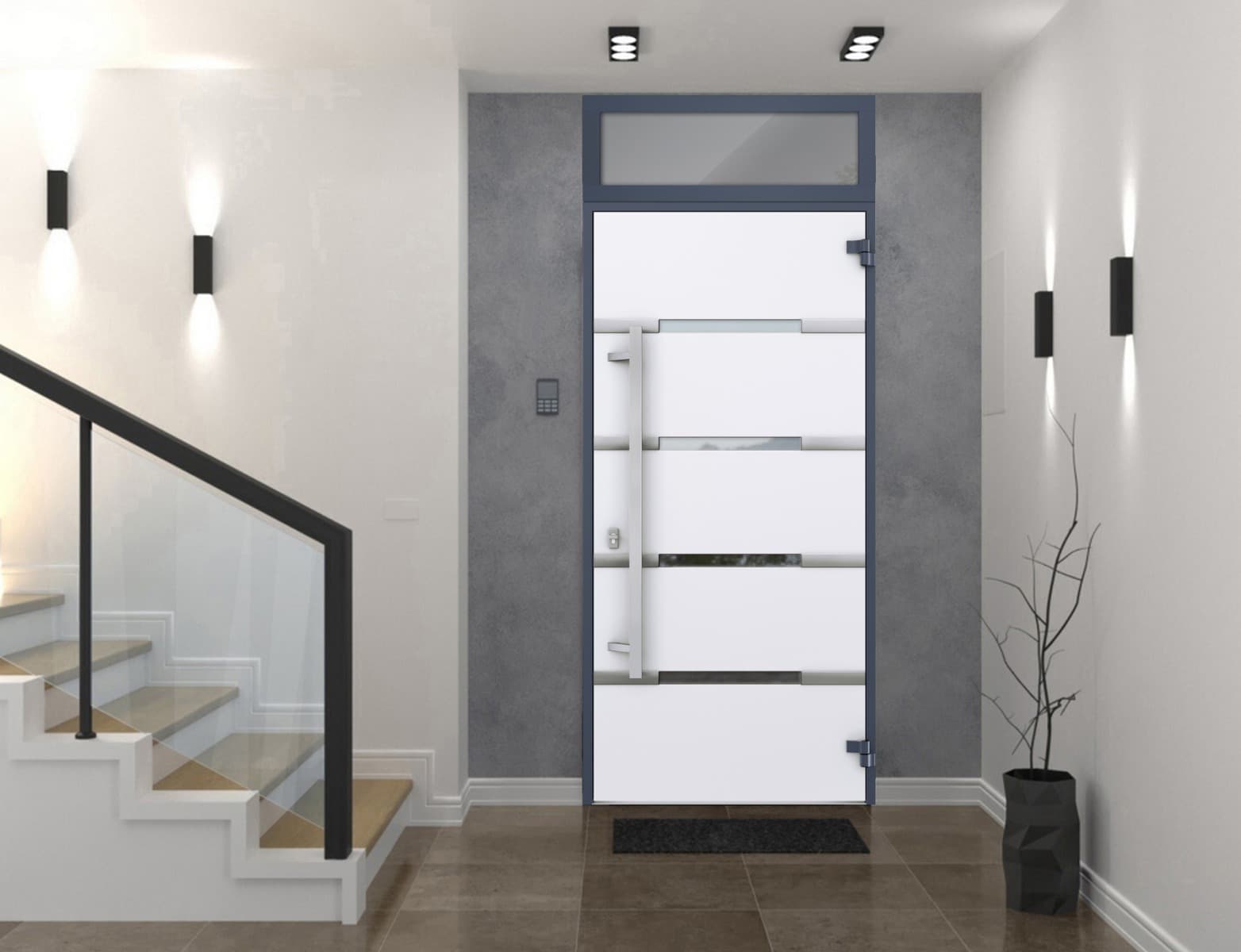 Single Modern Steel Exterior Door Deux 1105 Gray 8ft - 9