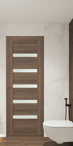 AVON 07-04 VETRO PECAN NUTWOOD DOUBLE INVISIBLE METAL FRAME BELLDINNI MODERN INTERIOR DOOR - 1