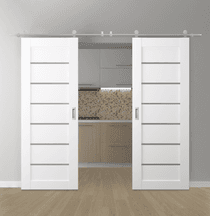 ALBA BIANCO NOBLE DOUBLE BARN BELLDINNI MODERN INTERIOR DOOR - 1