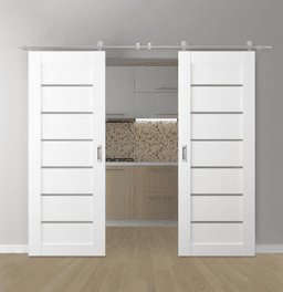 ALBA BIANCO NOBLE DOUBLE BARN BELLDINNI MODERN INTERIOR DOOR - 1
