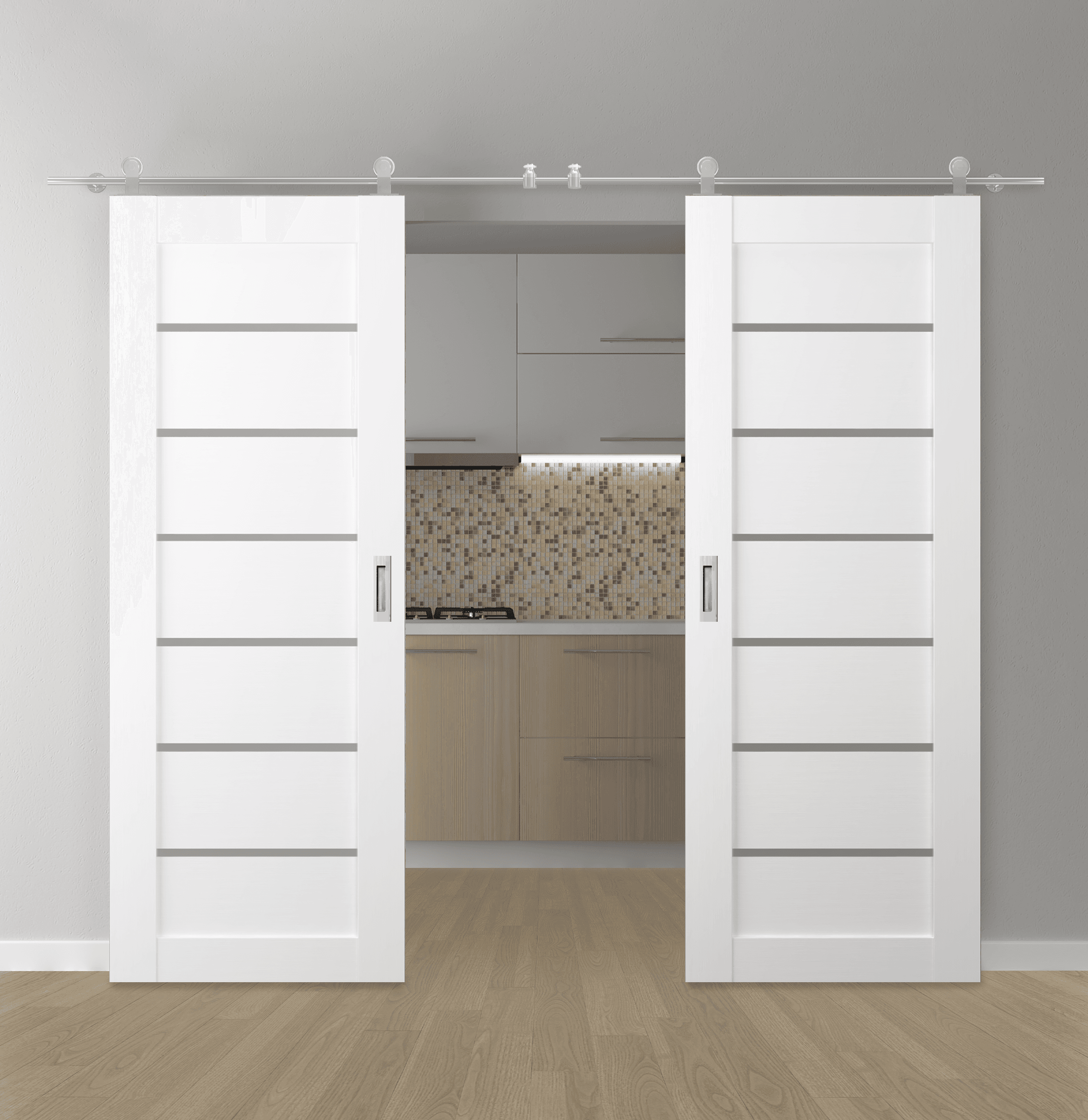 ALBA BIANCO NOBLE DOUBLE BARN BELLDINNI MODERN INTERIOR DOOR - 1