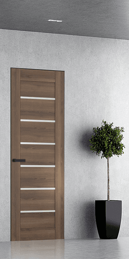 AVON 07-02 VETRO PECAN NUTWOOD DOUBLE INVISIBLE METAL FRAME BELLDINNI MODERN INTERIOR DOOR - 1