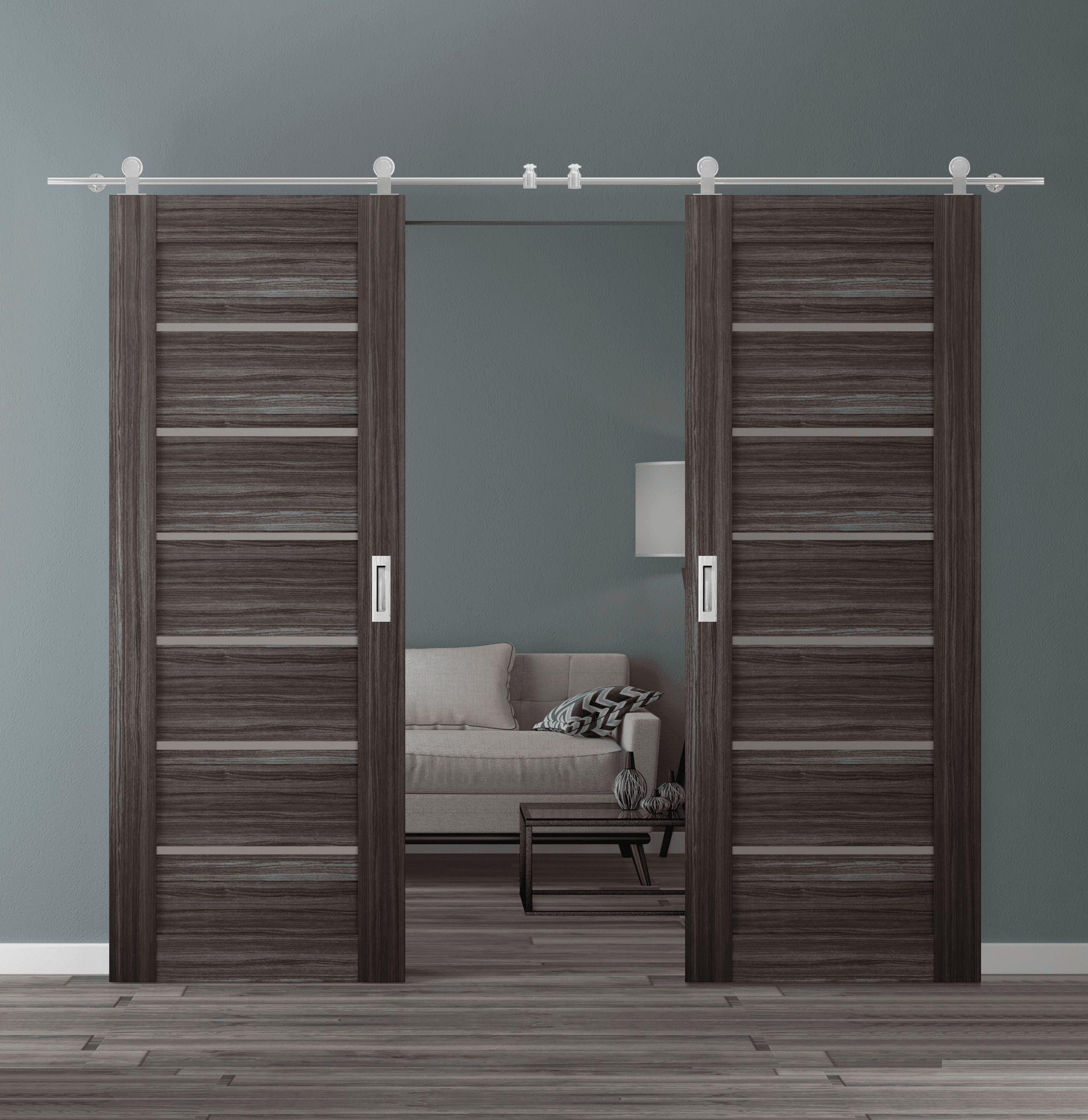 ALBA GRAY OAK DOUBLE BARN BELLDINNI MODERN INTERIOR DOOR - 1
