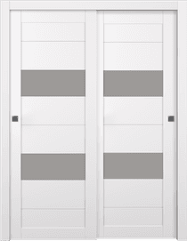 BERTA VETRO SNOW WHITE BYPASS BELLDINNI MODERN INTERIOR DOOR - 1