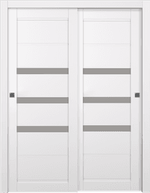 RITA VETRO SNOW WHITE BYPASS BELLDINNI MODERN INTERIOR DOOR - 1