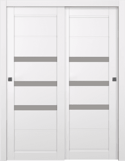 RITA VETRO SNOW WHITE BYPASS BELLDINNI MODERN INTERIOR DOOR - 1