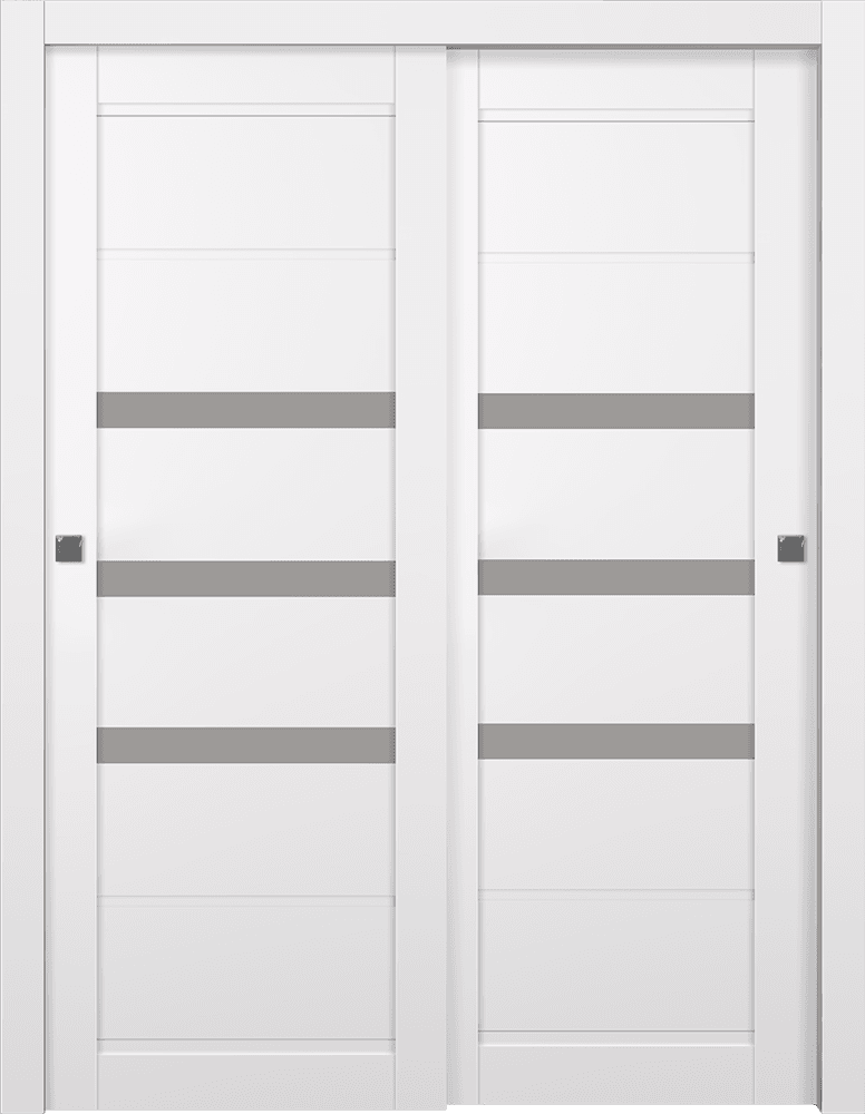 RITA VETRO SNOW WHITE BYPASS BELLDINNI MODERN INTERIOR DOOR - 1