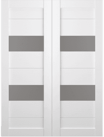 BERTA VETRO SNOW WHITE DOUBLE BARN BELLDINNI MODERN INTERIOR DOOR - 2