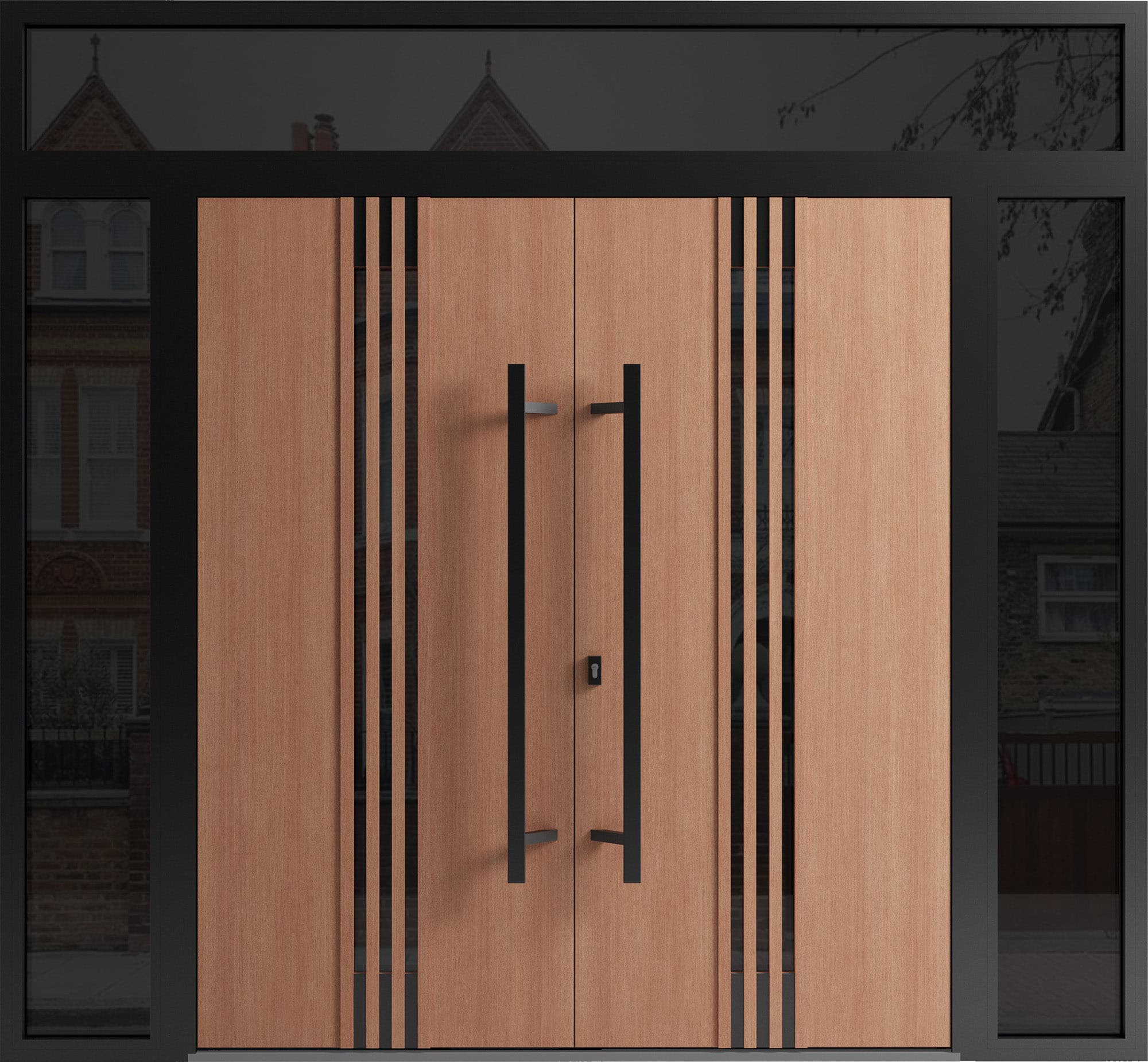 Double metal-aluminum modern exterior door Ronex 1055 8ft - 6
