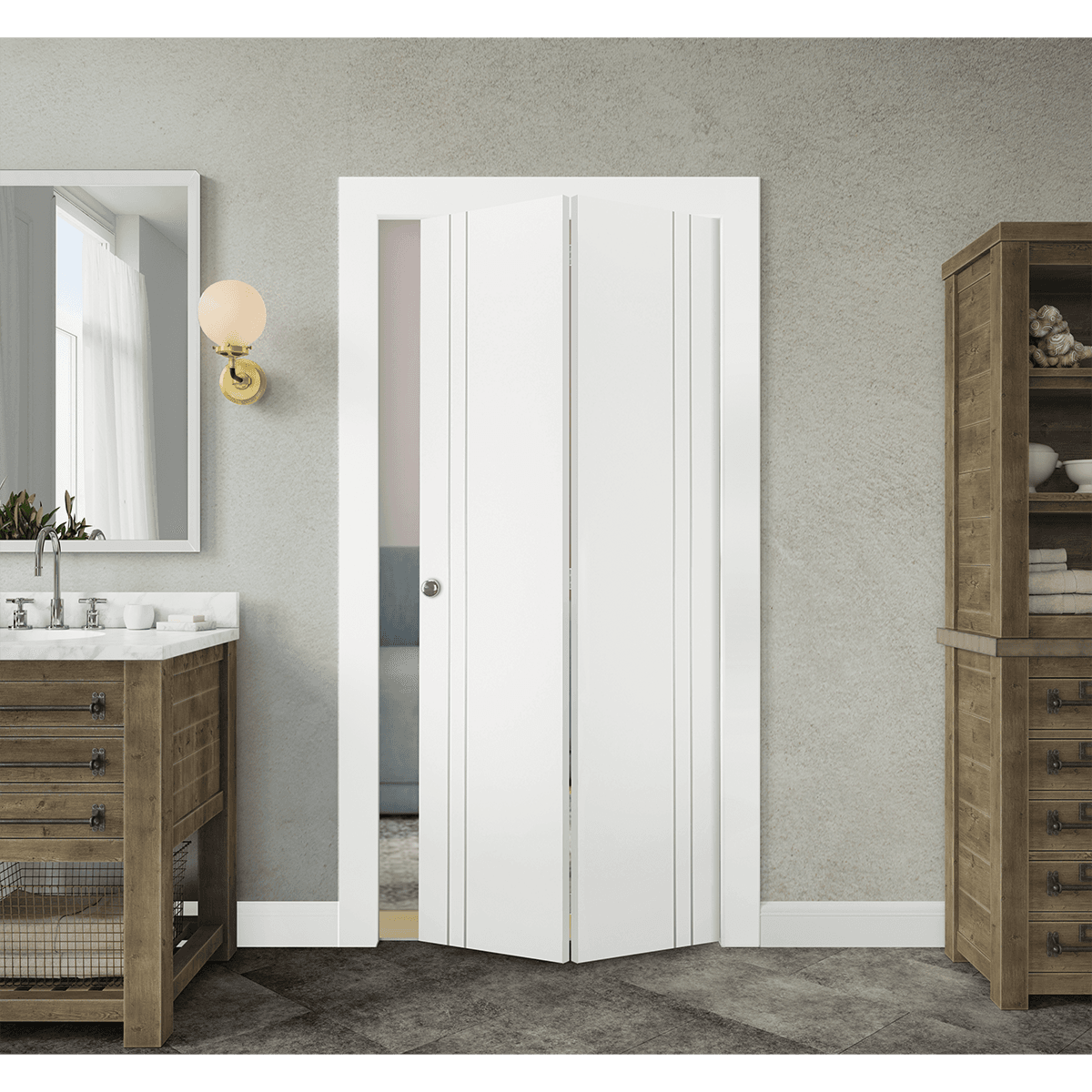 OPTIMA 2V SNOW WHITE BI-FOLD BELLDINNI MODERN INTERIOR DOOR - 2