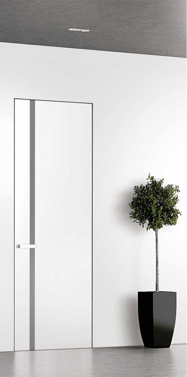 SMART PRO 208 VETRO POLAR WHITE DOUBLE INVISIBLE METAL FRAME BELLDINNI MODERN INTERIOR DOOR - 1