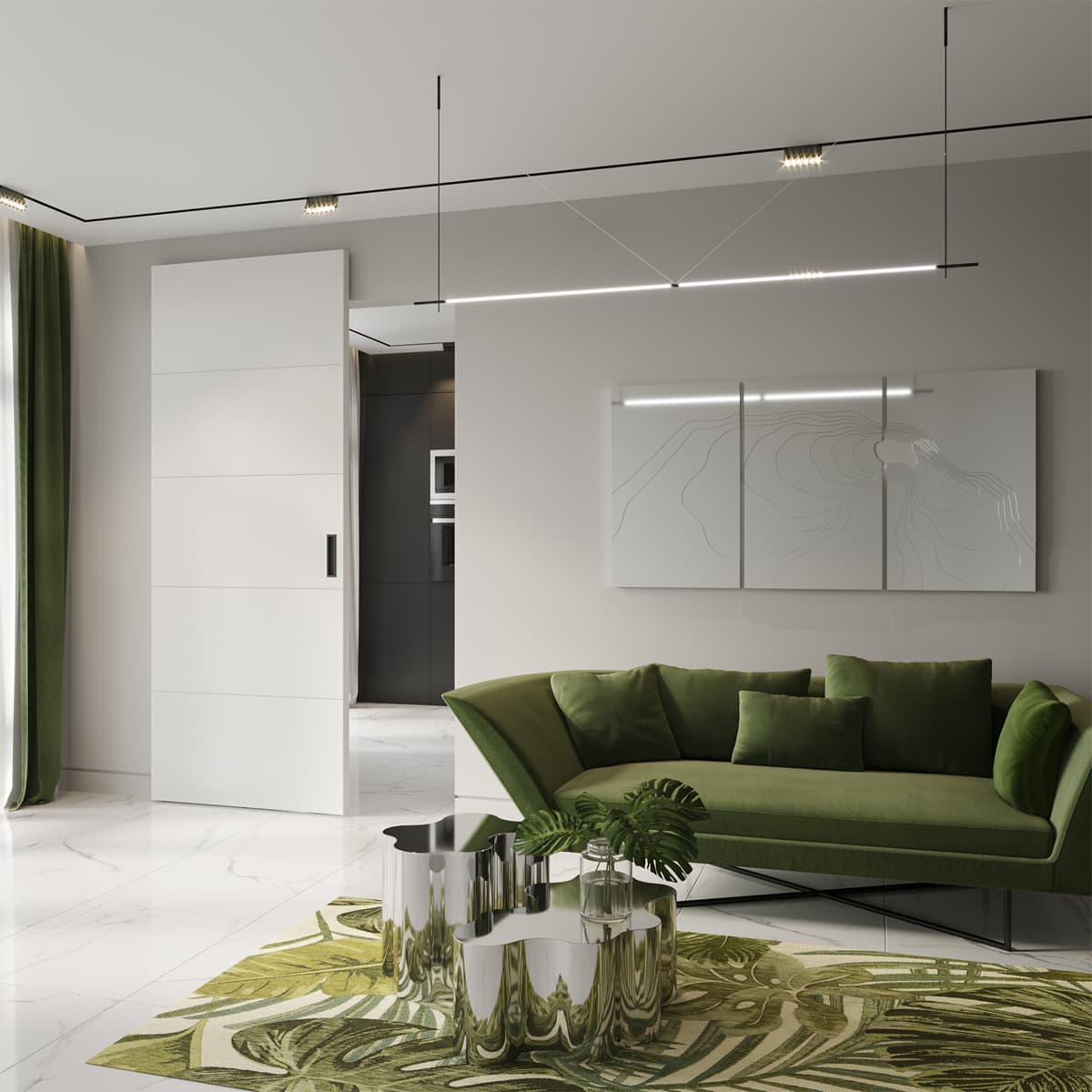 ARVIKA POLAR WHITE DOUBLE MAGIC BELLDINNI MODERN INTERIOR DOOR - 3