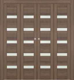 AVON 07-04 VETRO PECAN NUTWOOD DOUBLE BI-FOLD DOORS BELLDINNI MODERN INTERIOR DOOR - 1