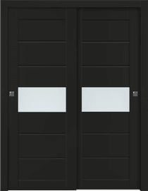 EDNA VETRO BLACK MATTE BYPASS BELLDINNI MODERN INTERIOR DOOR - 1