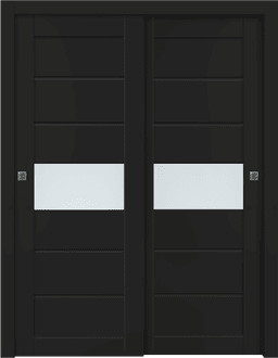 EDNA VETRO BLACK MATTE BYPASS BELLDINNI MODERN INTERIOR DOOR - 1