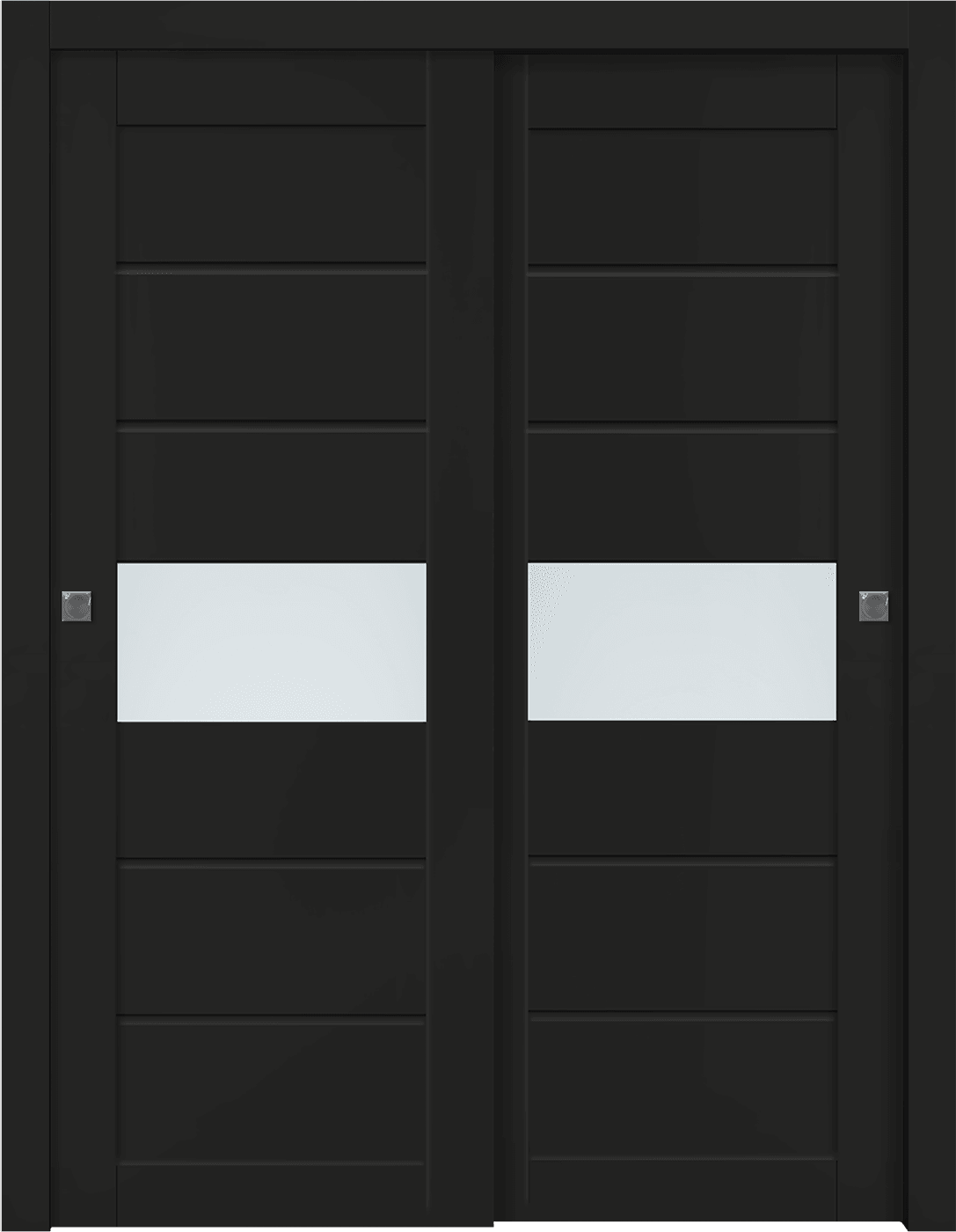 EDNA VETRO BLACK MATTE BYPASS BELLDINNI MODERN INTERIOR DOOR - 1