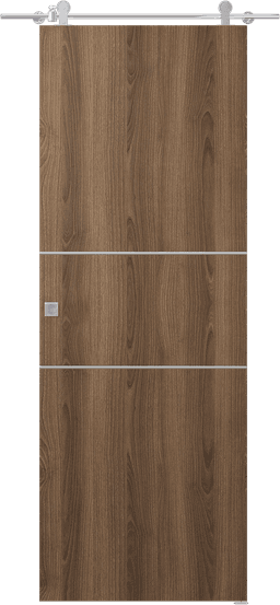 OPTIMA 2H PECAN NUTWOOD DOUBLE BARN DOORS BELLDINNI MODERN INTERIOR DOOR - 1