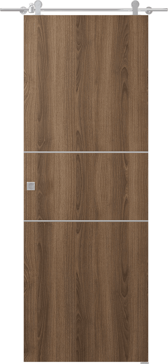 OPTIMA 2H PECAN NUTWOOD DOUBLE BARN DOORS BELLDINNI MODERN INTERIOR DOOR - 1