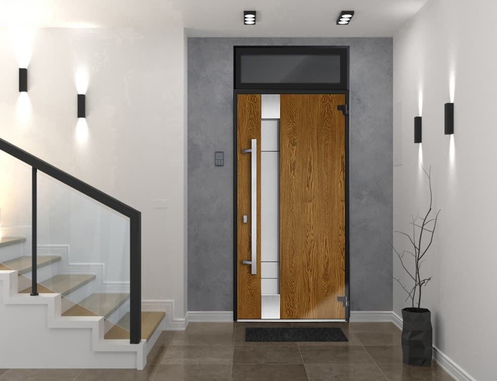 Single Modern Steel Exterior Door Deux 1713 Natural Oak - 9