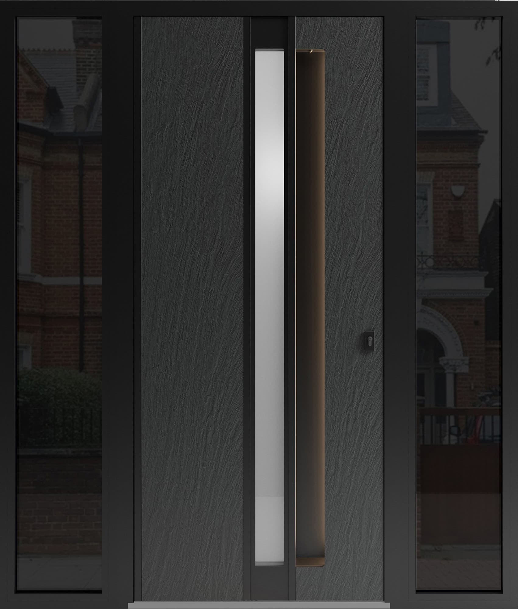 Modern steel exterior aluminum door Hiddex 0155 8ft - 3