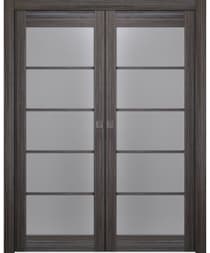 PALLADIO 5 LITE VETRO GRAY OAK DOUBLE POCKET BELLDINNI MODERN INTERIOR DOOR - 1
