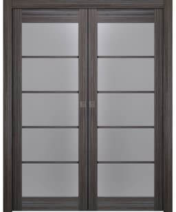 PALLADIO 5 LITE VETRO GRAY OAK DOUBLE POCKET BELLDINNI MODERN INTERIOR DOOR - 1