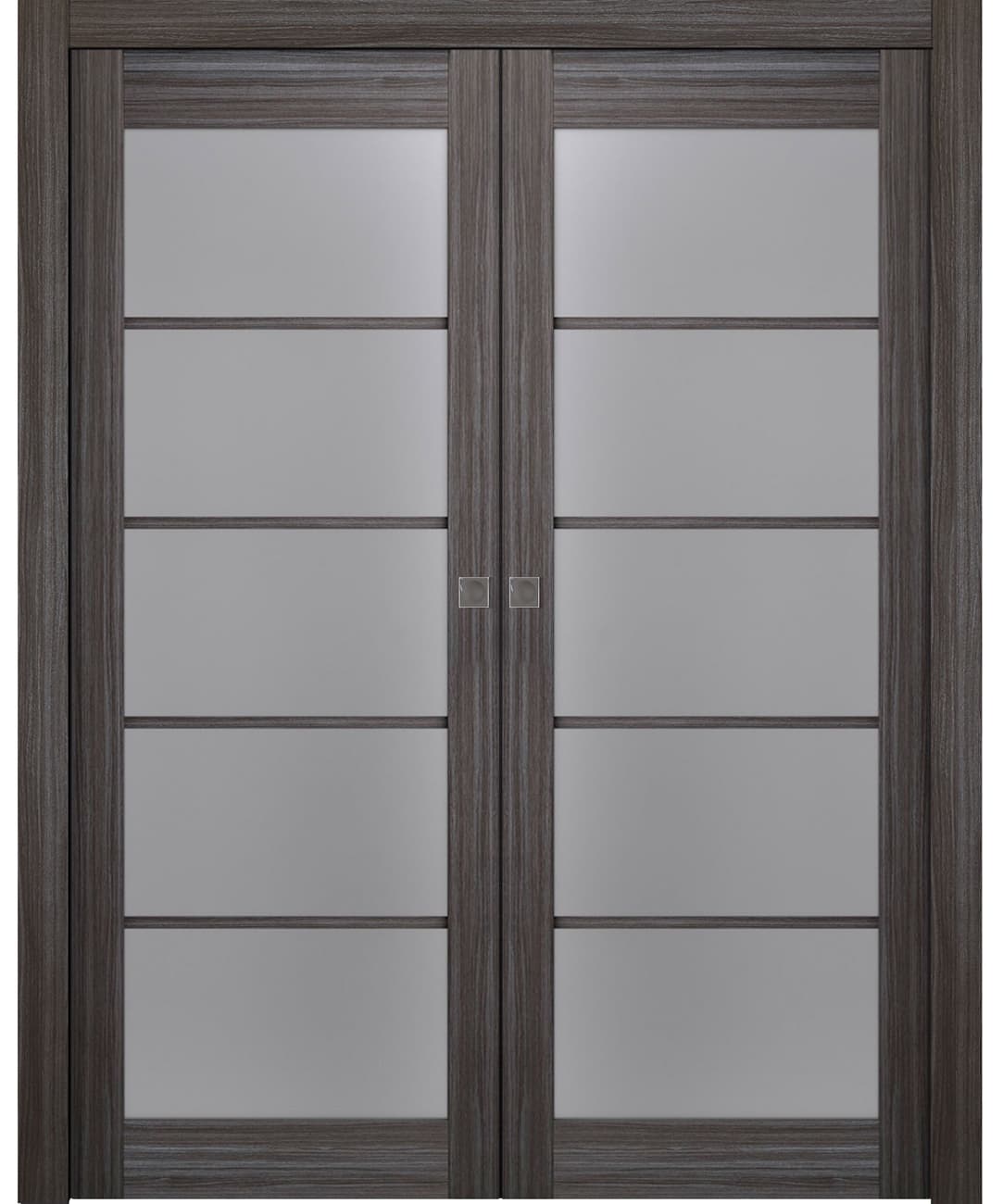 PALLADIO 5 LITE VETRO GRAY OAK DOUBLE POCKET BELLDINNI MODERN INTERIOR DOOR - 1