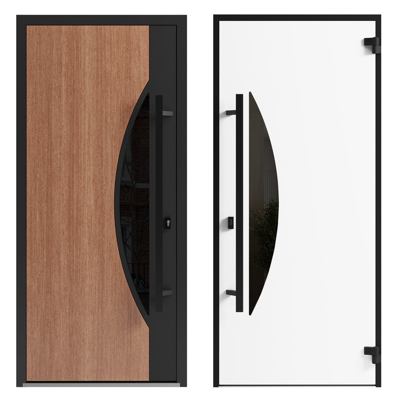 Single metal-aluminum modern exterior door Ronex 1077 8ft - 11