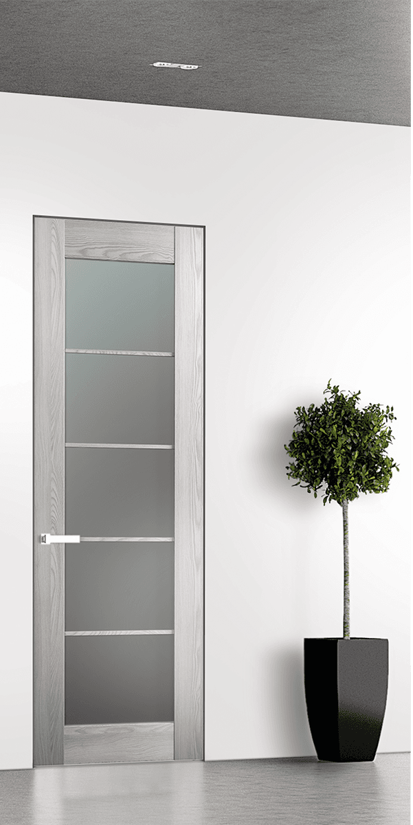 AVON 5 LITE VETRO RIBEIRA ASH DOUBLE INVISIBLE METAL FRAME BELLDINNI MODERN INTERIOR DOOR - 1