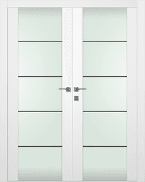 SMART PRO H3G 4H BLACK STRIPS VETRO POLAR WHITE DOUBLE DOORS BELLDINNI MODERN INTERIOR DOOR - 1
