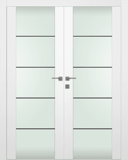 SMART PRO H3G 4H BLACK STRIPS VETRO POLAR WHITE DOUBLE DOORS BELLDINNI MODERN INTERIOR DOOR - 1