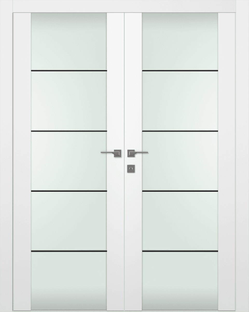 SMART PRO H3G 4H BLACK STRIPS VETRO POLAR WHITE DOUBLE DOORS BELLDINNI MODERN INTERIOR DOOR - 1