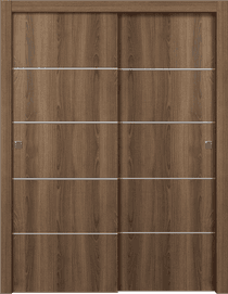 OPTIMA 4H PECAN NUTWOOD BYPASS DOORS BELLDINNI MODERN INTERIOR DOOR - 1